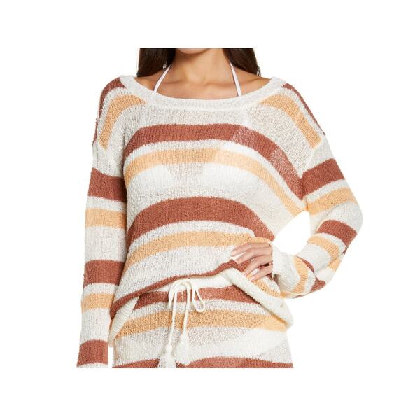 L*SPACE | Oasis Open Weave Lightweight Striped Sweater | Size Medium - Picture 1 of 6